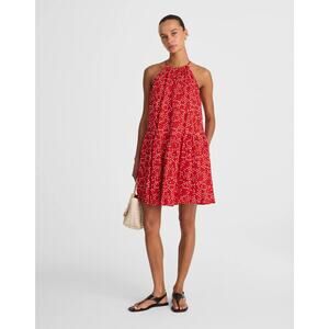 [Madewell] Festival Red Polka Dot Drop Waist Sleeveless Mini Dress Size Large L